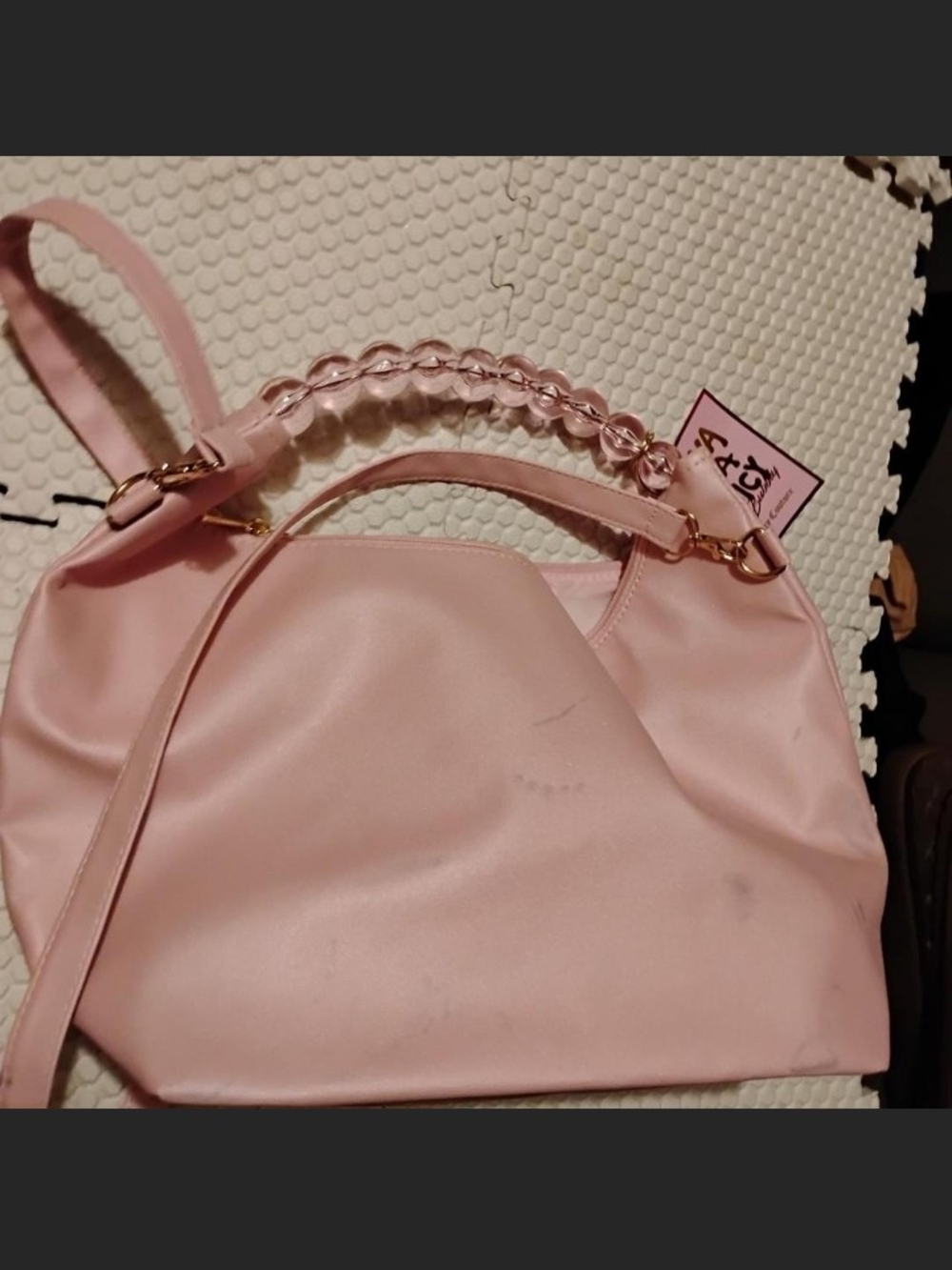 Juicy Couture Light Pink Shoulder Bag with Clear Bead Handle#marks - Picture 7 of 7